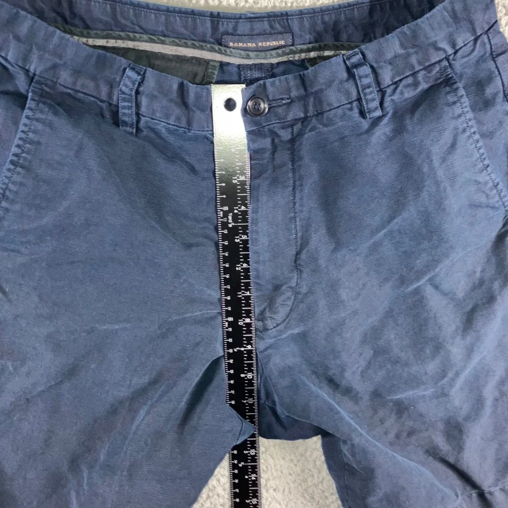 Banana Republic Shorts Men 33 Linen Cotton Blue Chino Travel Preppy‎ Casual